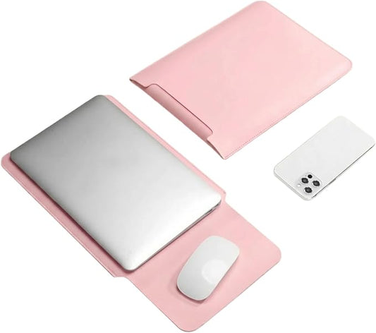 MacBook Air 14 inch Sleeve, PU Leather Laptop Sleeve Case Compatible with MacBook Air M5 M4 M3 M2 M1/MacBook Pro 13/MacBook Neo A18 2018-2026,Slim Protective Computer Sleeve Bag for Women, Pink