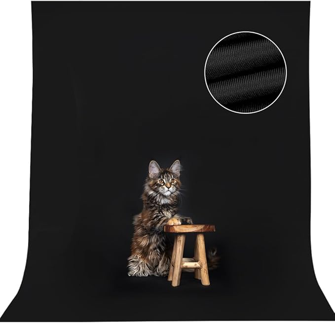 CPLIRIS 5x7ft Black Backdrop Background for Photography, High Density Polyester Fabric Black Photo Backdrop Curtain for Portrait Photoshoot, Party and Video