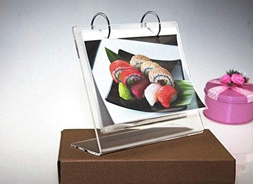 Leoyoubei 13 Page 4x6 Photo Frame Flip Photo Album on Stand,Acrylic Sign Holder 26 Photos Desktop Double Sided Display Advertising Paper Portrait Calendar Menu Beverage Ad Card (V Type