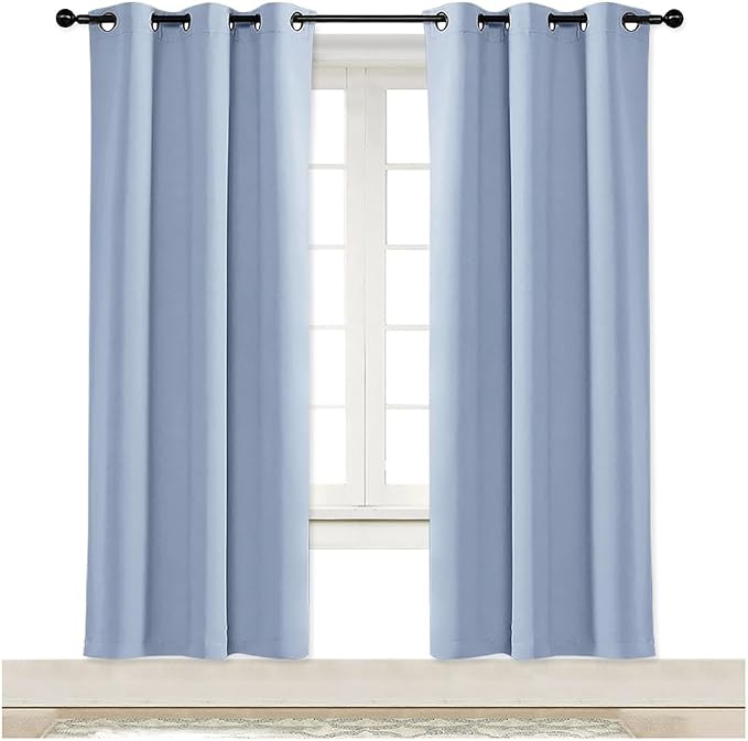 NICETOWN Blackout Curtain Blind for Bedroom, Single Panel, W34 x L72 inches, Vintage Blue, Thermal Insulated Grommet Blackout Room Darkening Drape/Drapery