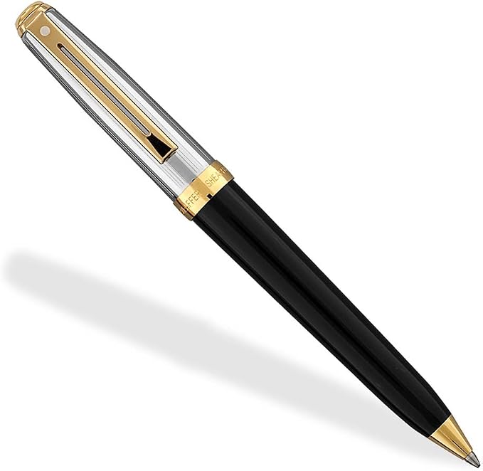 Sheaffer Prelude Black Onyx Lacquer Ballpoint Pen with Chased Palladium Cap & 22KT Gold-Plated Trim