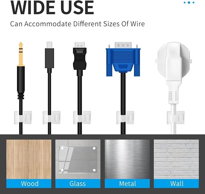 Viaky 30Pcs Adhesive Cable Clips Translucent Wire Organize Cables Holder | Nylon Adjustable Cable Management Clips, Adhesive Organizers for Desk,Wall,Car, Wire Clips Work for Cable Width 0.4''(10mm)