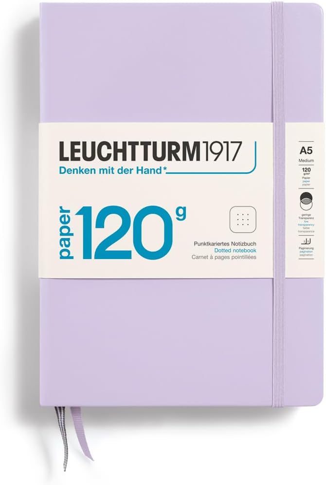 LEUCHTTURM1917 - 120G Special Edition - Medium A5 Dotted Hardcover Notebook (Lilac) - 203 Numbered Pages with 120gsm Paper