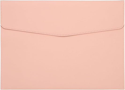 PATIKIL PU Leather A4 File Folder, Document Holder Filing Organizer Portfolio Envelope Folder Case with Snap Closure for Letter Receipt Style 2, Pink