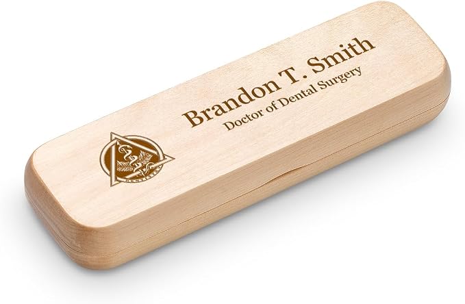Executive Gift Shoppe | Dentist Theme Laser Engraved Maple Wood Double Pen and Box Set