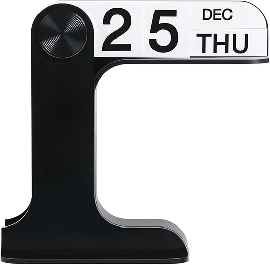 Desk Calendar Standing Flip, Creative Perpetual Flip Calendar, Durable PP Material Daily Desktop Calendar with Large Display, Simple Sleek Desk Accessories for Home Office Decor, Black