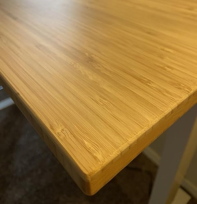 FLEXISPOT EN1 Bamboo Standing Desk, 60 x 30 Inches Whole-Piece Electric Adjustable Height Sit Stand Desk - Silver Frame + Bamboo Curved Desktop (2 Packages)