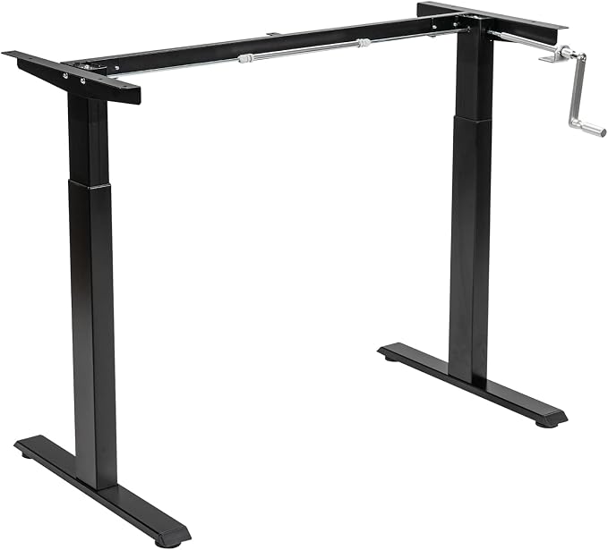 Tangkula Hand Crank Stand Up Desk Frame, Manual Height Adjustable Standing Workstation with Foldable Crank Handle, Cable Management Tray, Headphone Hook, Ergonomic Sit Stand Desk Frame for Home Office