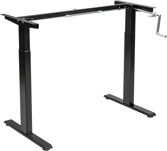 Tangkula Hand Crank Stand Up Desk Frame, Manual Height Adjustable Standing Workstation with Foldable Crank Handle, Cable Management Tray, Headphone Hook, Ergonomic Sit Stand Desk Frame for Home Office