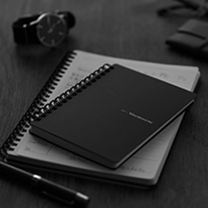 Maruman Mnemosyne Dot Grid Notebook- B5, 9.92" x 7.56", 80 Sheets / 160 Pages, 5mm Dotted Journal, Perforated Pages & Wire-Bound to Lay Flat, Black, Made in Japan