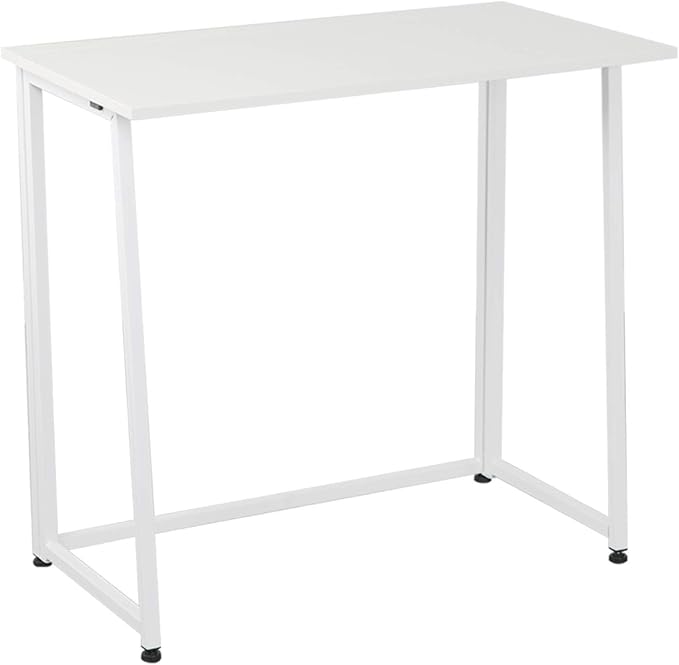 White Folding Computer Desk Office Desk for Home Multipurpose Collapsible Desk