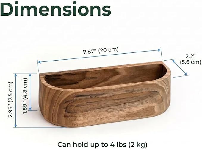 Natural Walnut Wood Desk Caddy, Minimalist Open Storage Organizer Tray for Business Cards Pens Small Office Desktop Accessories, Mid-Century Tabletop Wooden Catchall Holder for Home Office Workspace