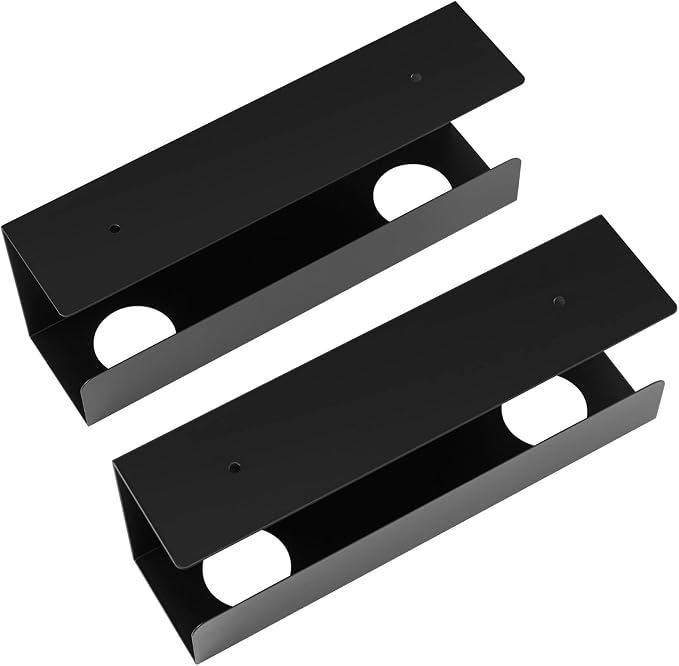 Under-Desk Cable Management Trays - Two 12" Trays in the Set - Perfect Storage for Cables, Power Bars, and Adaptors - Black