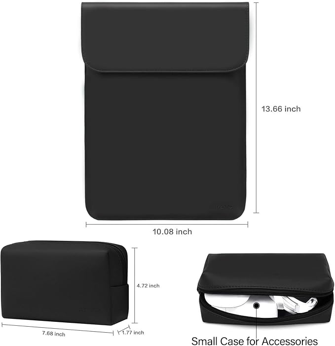 MOSISO Laptop Case 13.3 inch, 13-13.3 inch Laptop Sleeve Compatible with MacBook Neo 13 A18 Pro A3404 /Air 13/Pro 13/Pro 14 M5 M4 M3 M2 M1, Faux Suede Leather Case with Small Bag, Black