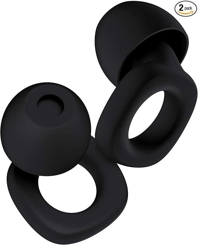 Audree Soft Ear Plugs for Noise Reduction, Reusable Flexible Earplugs for Sleep, Travelling, Focus, Study & Noise Sensitivity, 28dB Noise Cancelling, 8 Silicone Ear Tips in XS/S/M/L, Black