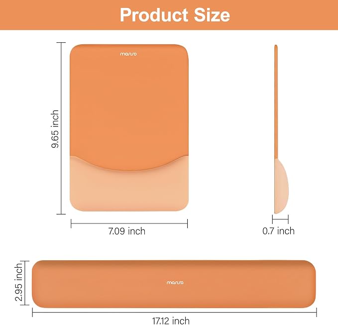 MOSISO Wrist Rest Support for Mouse Pad&Keyboard Set, Rectangular Ergonomic Mousepad Non-Slip Base Home/Office Pain Relief&Easy Typing Pad with Neoprene Cloth&Raised Silicone Lining, Cosmic Orange