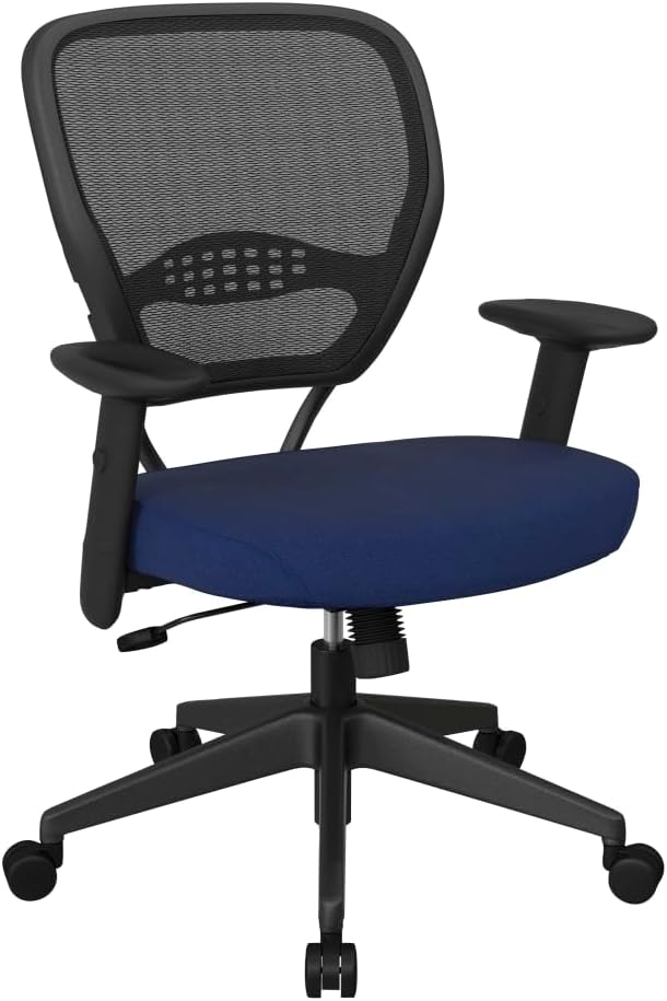 Space Seating 55 Series Professional Dark Air Grid Back Adjustable Manager's Chair with Lumbar Support and Padded Seat, Icon Navy Blue Fabric