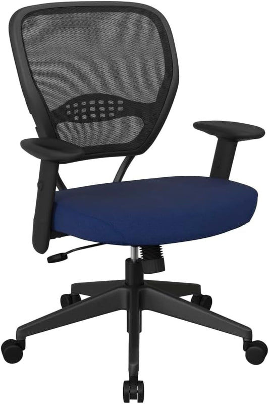 Space Seating 55 Series Professional Dark Air Grid Back Adjustable Manager's Chair with Lumbar Support and Padded Seat, Icon Navy Blue Fabric