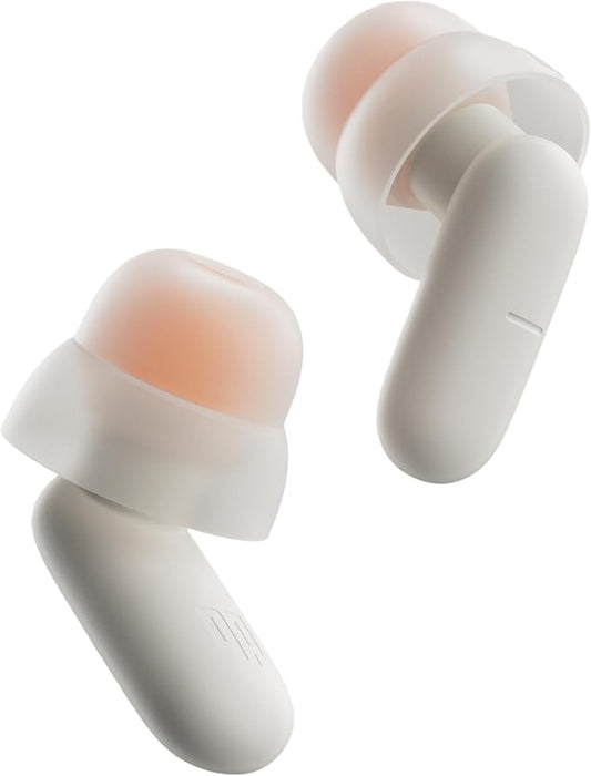 Dream Ear Plugs for Sleeping, 23dB Noise Reduction Soft Silicone Ear Plugs with Patented Qufits Eartips and Carry Case, Reusable Earplugs for Sleep, Work, Focus, Study - Beige