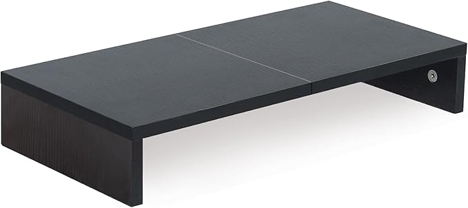 TEAMIX 20 Inch Monitor Stand Riser, Black Desktop Stand for PC/TV/Laptop/Printer, Wood Monitor Riser with Storage, Computer Stand Keyboard Organizer