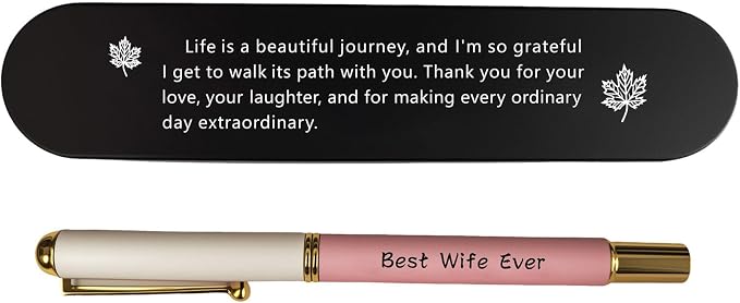 I Love You Wife Gift Pen - Best Wife Ever Engraved, Romantic Love Quote Gift, Anniversary Valentine's Day Present for Her
