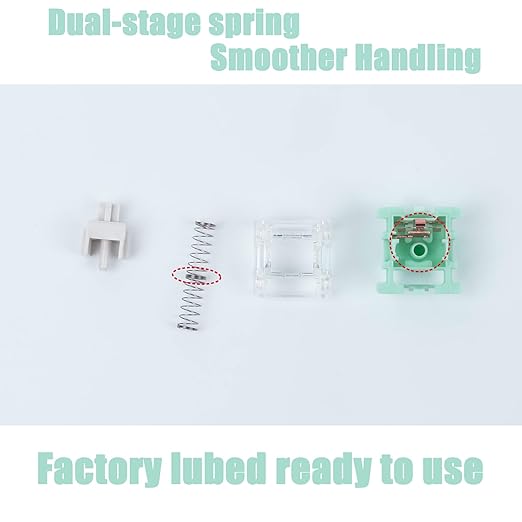 Gateron Jade Series Dual-Stage Spring Pre Lubed Switches White V3 Pro,3-Pin 38gf Linear/RGB/LED Switches for Mechanical Keyboard（White,10pcs）