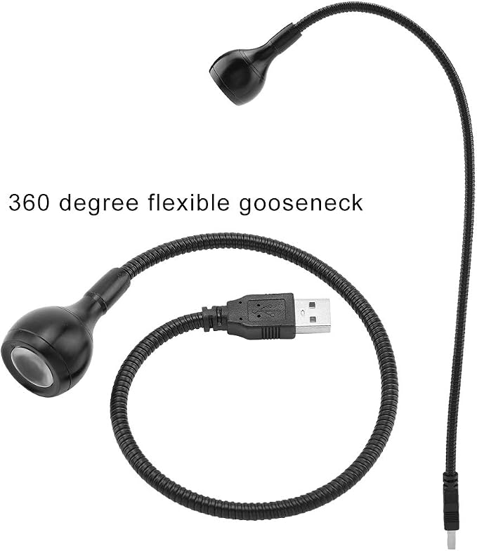 USB LED Desk Lamp Flexible Neck Portable Light for Home Office Study Silver Warm White 1W (Warm Light)