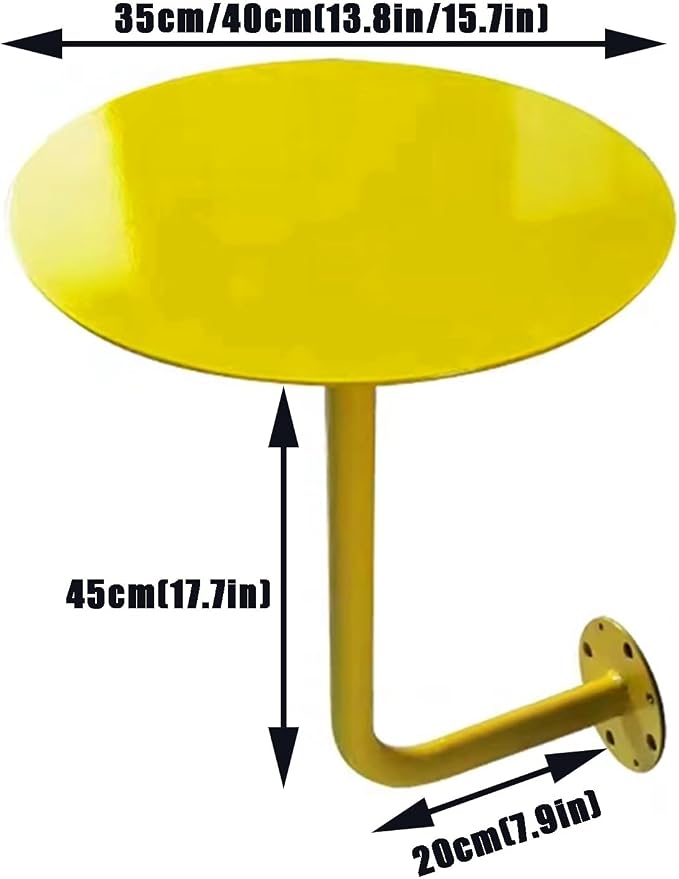 Wall-Mounted Small Round Table for Cafe, Dessert Shop & Home - 3.0MM Thick Iron Metal Anti-Deformation, Space-Saving(Yellow,35x45x20cm)