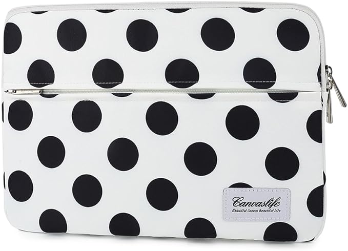 Canvaslife Waterproof 13-Inch Laptop Sleeve with Pocket for 13.3-Inch Laptop and MacBook Air/Pro 13 (Black Dot Pattern)