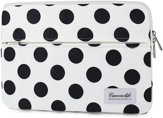 Canvaslife Waterproof 13-Inch Laptop Sleeve with Pocket for 13.3-Inch Laptop and MacBook Air/Pro 13 (Black Dot Pattern)