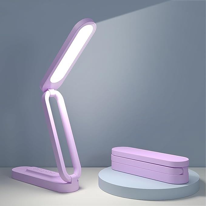 Giryuhd LED Desk Lamp for Office Home & Battery Operated Lamp Rechargeable Lamp Foldable & Portable Light, LED Desk Light Strip, 3 Brightness Dimmable Small Desk Lamp Wireless Reading Lamp