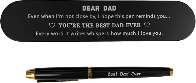 Fathers Day Gift, Best Dad Ever Engraved Gel Pen | Fathers Day memento, birthday token for papa, offering from daughter, token from son, ready gift packaging