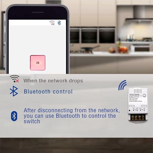 Tuya App Smart WiFi Control Switch, 30A Max Output,Add WiFi Remote to Lights, Lamps, Industrial Control and Security Fields,Compatible with Alexa