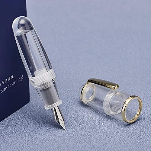 Lanxivi Majohn Q1 Fountain Pen Bent Nib Fude Pen, Little Fat Man Transparent Eyedropper Filling Pocket Pen Large Capacity
