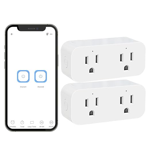 Ewelink 16A WiFi Dual Smart Socket Outlet Plug,2-in-1 Compact Design,Compatible with Alexa,Google Home, SmartThings