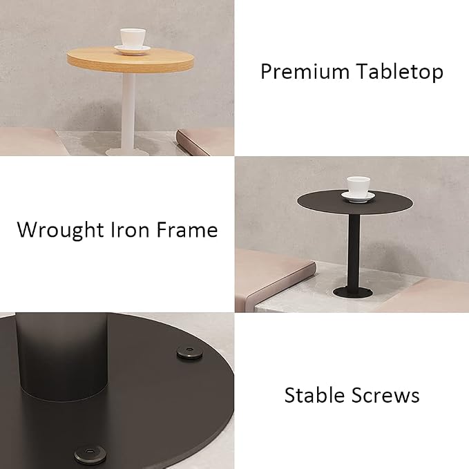 Round Pub Table Wood Bar Table Wall Mounted Cocktail Table Bistro Table Mid-Century Modern Dining Table Small Wall Desk with Metal Leg for Cafe Office Home Kitchen Wood