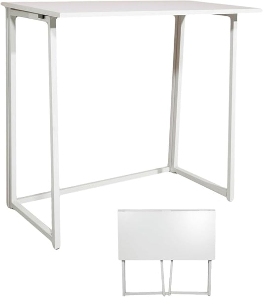 Folding Desk, Small Foldable Desk 31.5" for Small Spaces, Space Saving Computer Table Writing Workstation for Home Office, Easy Assembly (White)