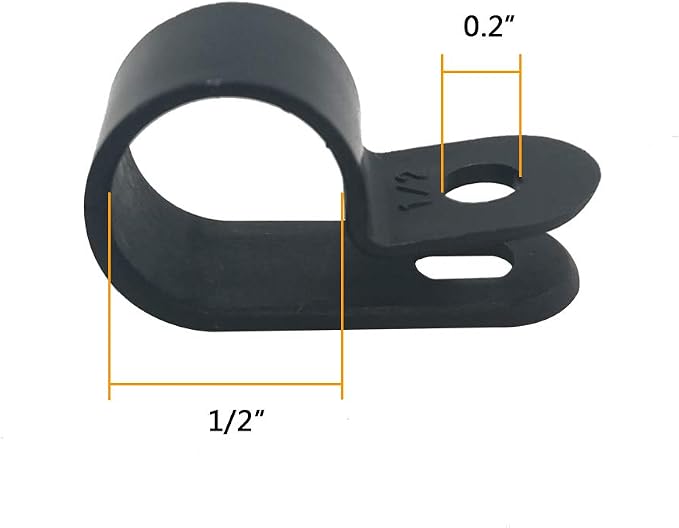 Cable Clamp R-Type Cable Clip Wire Clamp 1/2" Nylon Screw Mounting Cord Fastener Clips with Screws for Wire Management - 50 Pcs Cable Clamps + 50 Pcs Screws