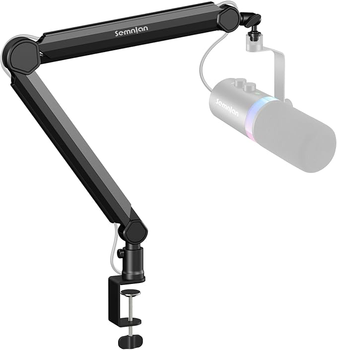 Microphone Arm,SEMNLAN LM08 Desk Adjustable Mic Boom Arm Stand,Suitable For Blue Yeti,Snowball iCE, HyperX QuadCast,SoloCast,Elgato Wave,Etc