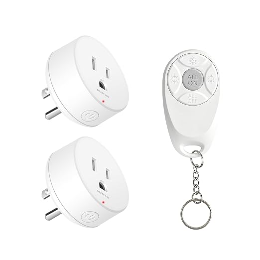 Remote Control Outlet,Greencycle Remote Light Switch and 2 Plugs,Wireless Light Switch,500ft Range,No Wiring Needed,15A/1500W for Household Appliances,FCC Certified,White