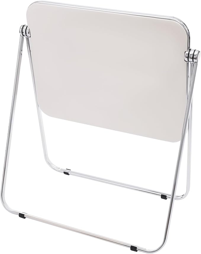 Acrylic Folding TV Tray Table, Small Portable Square Laptop Desk, End Side Table Modern Square Table for Home Office, No Assembly Space-Saving Side Table with Metal Frame (White)