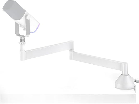 InnoGear Low Profile Mic Arm, 360° Rotatable Microphone Arm Stand Foldable Desk Mic Boom Arm for Fifine AM8 K669B Blue Yeti HyperX QuadCast SoloCast AT2020 and Other Mics, White