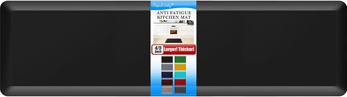 4/5 Inch Thick Kitchen Mat - Cushioned Anti Fatigue Mats for Kitchen Floor - Easy to Clean, Waterproof, Non-Slip Kitchen Rug for Sink, Office, Kitchen (30''x108'' Black)