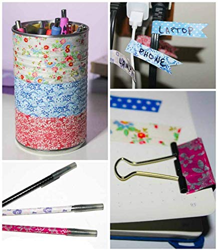 CooBigo Washi Tape Set, 12 Rolls 4 Size Decorative Masking Washi Tapes for Craft, Scrapbook, DIY, Planners, Gift Wrapping (Blue Track)