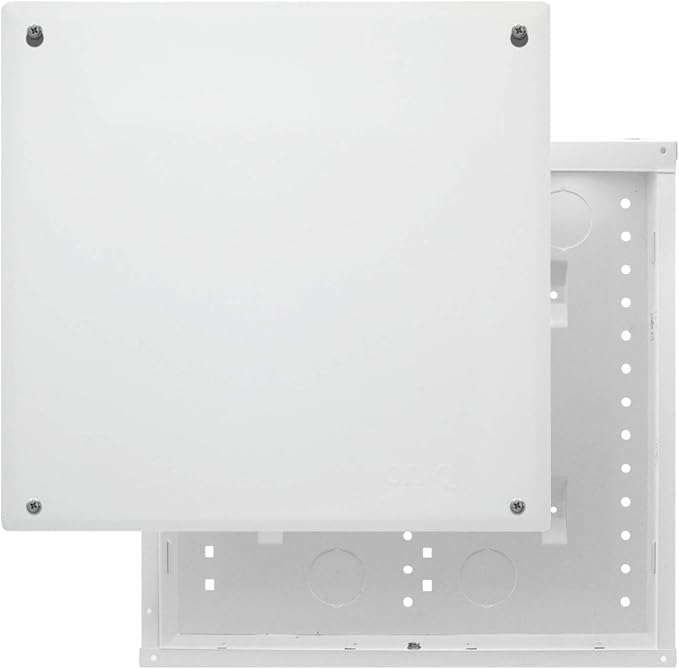 Legrand - OnQ 14 Inch Cable Management, In-Wall 20-Gauge Media Box, Structured Wiring Enclosure with 2.5 Inch Openings for Wires, Glossy White, EN1400