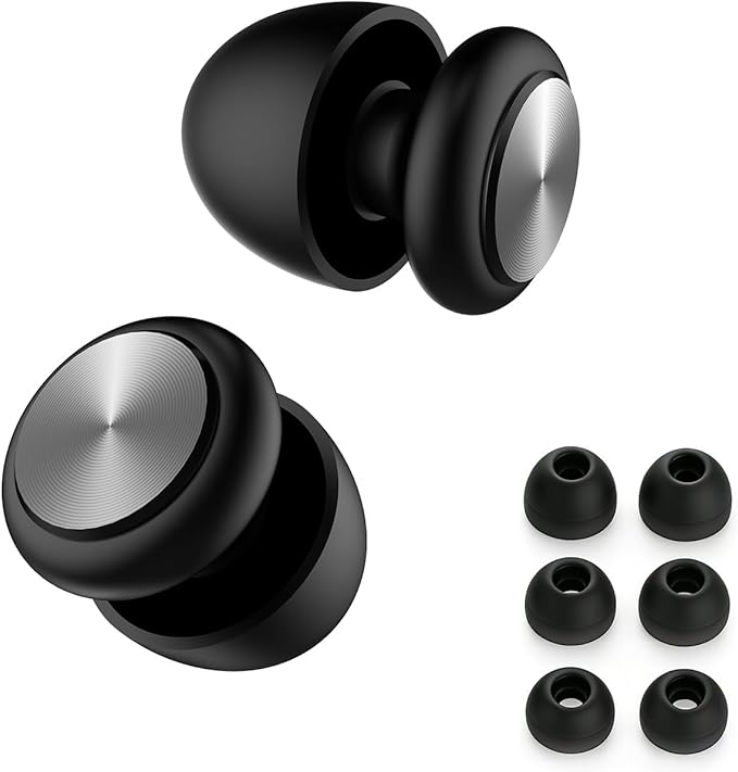 Ear Plugs for Noise Reduction – Reusable Silicone Earplugs with Filter Technology for Sleeping, Travel, Focus, Concerts & Motorcycling Ear Plug +8Tip (Bullet-Black)