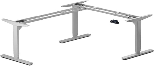 Standing Desk Corner Frame - Adjustable Height and Width Legs with Triple Electric Motors for Home Office L Shaped Desk FLT-05 White