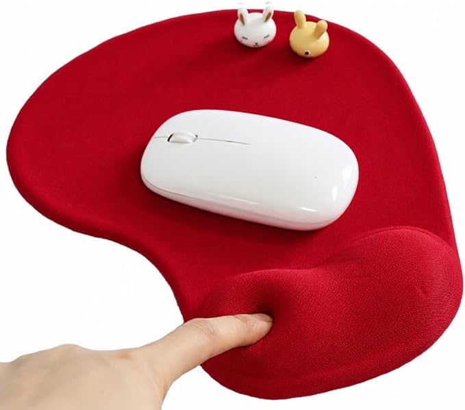 Office Mousepad with Gel Wrist Support - Ergonomic Gaming Desktop Mouse Pad Wrist Rest - Design Gamepad Mat Rubber Base for Laptop Computer -Silicone Non-Slip Special-Textured Surface (06Red)