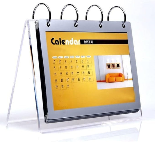 Acrylic Calendar Organizer Photo Sign Menu Stands Desk Tabletop Flip Album with PVC Pocket Display Newly Calendar Photo,4x6inch, 7 Pockets-14 Sides, Clear