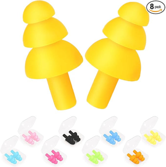 Ear Plugs for Sleeping Noise Cancelling, Soft Silicone Ear Plug, 8 Pairs Reusable Ear Plug, Waterproof Noise Reduction Earplugs for Sleeping, Concert, Snoring, Travel, Work (8 Colors)